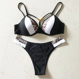 S - XL Splicing Bikini Push Up Swimsuit Female Swimwear Women Two-pieces Bikini set Bra Cup Bather Bathing Suit Swim V2103SW