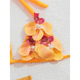 3D Flowers With Skirt Bikini Female Swimsuit Women Swimwear Halter Padded Bather Bathing Suit Swim Three-pieces Bikini set K8102