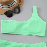 One Shoulder Bikinis 2026 Women Sexy Swimwear Female Brazilian Swimsuit Solid Beachwear Bathers Bathing Swimming Swim Suit