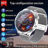 BOXUXING 1.85-inch Smart Watch Men Sport Waterproof Fitness Heart Rate Watches Compass GPS Track NFC Bluetooth Call Smartwatch