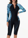 2026 Zipper Rushguard Long Sleeve Surfing Swimsuit Women One Piece Tie Dye Swimwear Female Bather Bathing Swimming Swim Suit XXL
