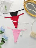 4-piece Set Of Multi-color Women's Sexy Low Waisted Thong Ice Silk Seamless Invisible Underwear Daily Close Fitting Thong C359