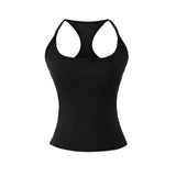 Early Spring New Style Hot Girl Pure Desire Sexy U-Neck Chest Pad Elastic Base Tank Solid Color Backless Sleeveless Top 6JYN