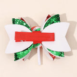 2Pcs Christmas Lollipop Bow Hair Clips For Girls Cute Sparkly Sequins Candy Hairpins Children Xmas Party Headwear Accessories