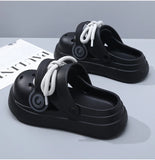 Women Summer Sandals Lace-up Style 2 Way to Wear Couples Fashion Platform Clogs Soft EVA Thick Sole Men Beach Street Slippers