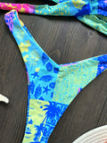Sexy Colorful Floral Printed Bandeau Bikini Female Swimsuit Women Swimwear Two-pieces Bikini set Bather Bathing Suit Swim