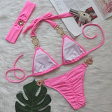 DEKA Rhinestone Love Heart Bikini Set Women Diamond Swimsuit  Crystal Luxury Push Up Metal Thong Swimwear