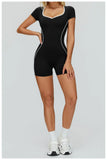 Yoga Set Women's Tracksuit Yoga Overalls One-Piece Sportswear Women's Short Sleeves Gym Workout Clothes Fitness Stretch Bodysuit