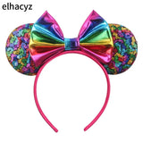 2025 Chic Disney Embroidery Sequin Minnie Ears Headband DOT Bow Hairband Girls Women Party Head Wear Kids DIY Hair Accessories