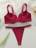 Thickened chest cushion, gathering and lifting underwear set red sexy 2-piece set preferred for dating and gift giving B2051