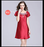 Women's Sleepwear Ice Silk Casual Silk Pajamas Women's Summer Sexy Short Sleeve Lace Pajamas Loungewear