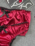 Women's Sexy Lingerie Set Black Lace Trim Strapless Tube Top + Shorts Solid Color Outfits Chest Wrap Backless Crop sleepwear
