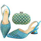 Doershow  High Quality African Style Ladies Shoes And Bags Set Latest purple Italian Shoes And Bag Set For Party  HAE1-7