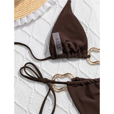 Sexy Halter Metal Rings High Leg Cut Bikini Female Swimsuit Women Swimwear Two-Pieces Bikini Set Bather Bathing Suit Swim V6564