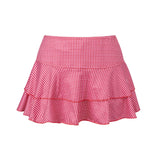 Fashion Summer Mini Skirt Women Dots Print Side Ties Low Waist A Line Skirts for Parties and Casual Wear