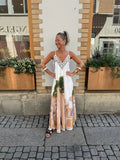 Casual Vacation Style Print Spaghetti Strap long Dresses Women Sexy V-neck Backless Loose Sleeveless Dress Female Summer New
