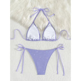 Glitter Sparkling Halter High Leg Cut Bikini Female Swimsuit Women Swimwear Two-pieces Bikini set Bather Bathing Suit Swim V5501