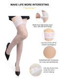 5XL White Stockings for Women Sexy Lace Shiny Rhinestone Small Fishnet Double Anti-Slip Silicone Tights Hot Thigh High Stockings