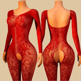 Transparent Fishnet Lingerie Women Crotchless Bodysuits Sexy Open Crotch Pantyhose Teddy Jumpsuits Erotic Full Body Stockings