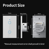 TNCE Tuya US Switch WIFI or Zigbee need/No Neutral Wire Require 1/2/3/4 Gang Smart Touch controller Voice With Alexa Google Home
