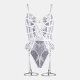 Toucheart Lace Sexy Skinny Babydoll Bodysuit Embroidery Erotic Private Adult Suit Solid Color Patchwork High Waisted Sexy Set