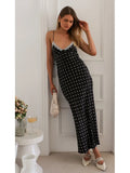 Foridol Polka Dots Summer Vintage Dress for Women V Neck Spaghetti Strap Slim Black Sleeveless Beach Party Dress Vestidos 2025