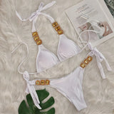 DEKA Sexy Crystal Diamond Swimwear Rhinestone Bikini Set Women Luxury Black Push Up Bandage Thong Swimsuit Beach Bathing Suit
