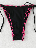 Triangle Halter String Bikinis 2026 Women Sexy Ruffle Swimsuit Solid Cherry Swimwear Female Bathers Bathing Swimming Swim Suit