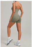 Womens Two Way Wear Bodysuit Sleeveless Yoga Stretch One Piece Romper Sexy Fitness Side Pockets Sportwears Bodysuit