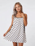2026 Summer Women's Loose Fit Cami Dress Spaghetti Strap Flowy Mini Dress Dot/Striped Party Bohemian Holiday Sundress