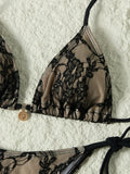 Bikini swimsuit three-piece European and American ins style sexy lace women's strappy swimsuit for women