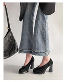 Spring Autumn Platform Mary Jane Shoes Women Thick High Heels Shoes Vintage Slip on Butterfly-knot Pumps 2026 New