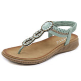 2026 New Shoes for Women Bohemia Crystal Sandals Women Shoes Rhinestone Lady Flip Flops Pearl Slip on Flat Beach Shoes