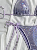 Sparkling Glitter Halter Bow Bikini Female Swimsuit Women Swimwear Two-pieces Bikini Set High Cut Bather Bathing Suit Swim Lady
