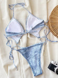 Denim Extreme Micro String Backless Women Swimwear One Piece Swimsuit Female High Leg Cut Monokini Bather Bathing Suit Swim Lady