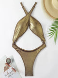 Tummy Cut Out Extreme Micro Thong Female Swimwear One Piece Swimsuit Women Cross Backless Monokini High Cut Bathing Suit Swim