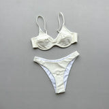 2026 New Women's Underwire Bikini Set Solid Color Strappy Swimsuit Rivet Decor Micro Bikini Sexy Backless Bathing Suit Beachwear