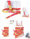 3 Piece Bikini Set Sexy Swimwear Swimsuit Women Triangle Leopard Rainbow Tie Dye Bikinis Set Bathing Suit Beach Skirt Cover Up