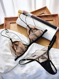New French Style Lingerie Set Front Fastening Bra Non Padded Ultra Thin Elegant Lace Comfortable Summer Wear Women S-XL MOYISU