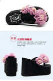 2025 New Beach Flip Flops For Women Summer Wedges Shoes Bohemian Flower Slippers Girls Sexy High Heels Street Platform Sandals
