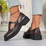 Vinatge T-Strap Med Heels Mary Jane Shoes Women Korean Buckle Strap Pu Leather Pumps Woman British Style Platfrom Student Shoes