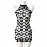 Sexy Cover Up Hollow Out Fishnet Dress without Inside Bikini Sets Summer Holiday Elastic Mini Bodycon Black Dress Free Size