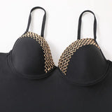 2026 Black Swimsuit One Piece Push Up Swimwear Women Solid Bathing Suit Female Padded Swimming Summer Beachwear Bodysuit