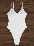 Wrinkled V Neck High Leg Cut One Piece Swimsuit Women Thong Swimwear Female Bather Monokini Bathing Suit Swim wear Beachwear