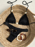 2026 Wrinkled Crinkled Halter Beads Bikini Women Swimwear Female Swimsuit Two-pieces Bikini Set Bather Bathing Suit Swim Lady