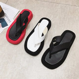 2025 Women's Flat Flip Flops Sandals Black White Summer Shoes Casual Outdoor Wear Beach Vacation Slides
