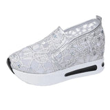 Spring Autumn Luxury Crystal Sneakers Women Breathable Mesh Sports Shoes for Woman Retro Low Top Platform Vulcanize Shoes Lady