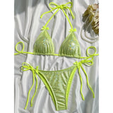 Sparkling Glitter Halter Bow Bikini Female Swimsuit Women Swimwear Two-pieces Bikini Set High Cut Bather Bathing Suit Swim Lady