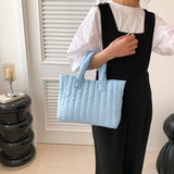 1pcs Ladies Tote Bags Large Capacity Cotton Padded Bag Solid Color Casual Fashion Nylon Elegant for handbag
