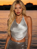 Summer Women's Halter Tassel Vest Sleeveless Open Back Tie Up Tank Tops for Club Party Sexy Camisole Shirts